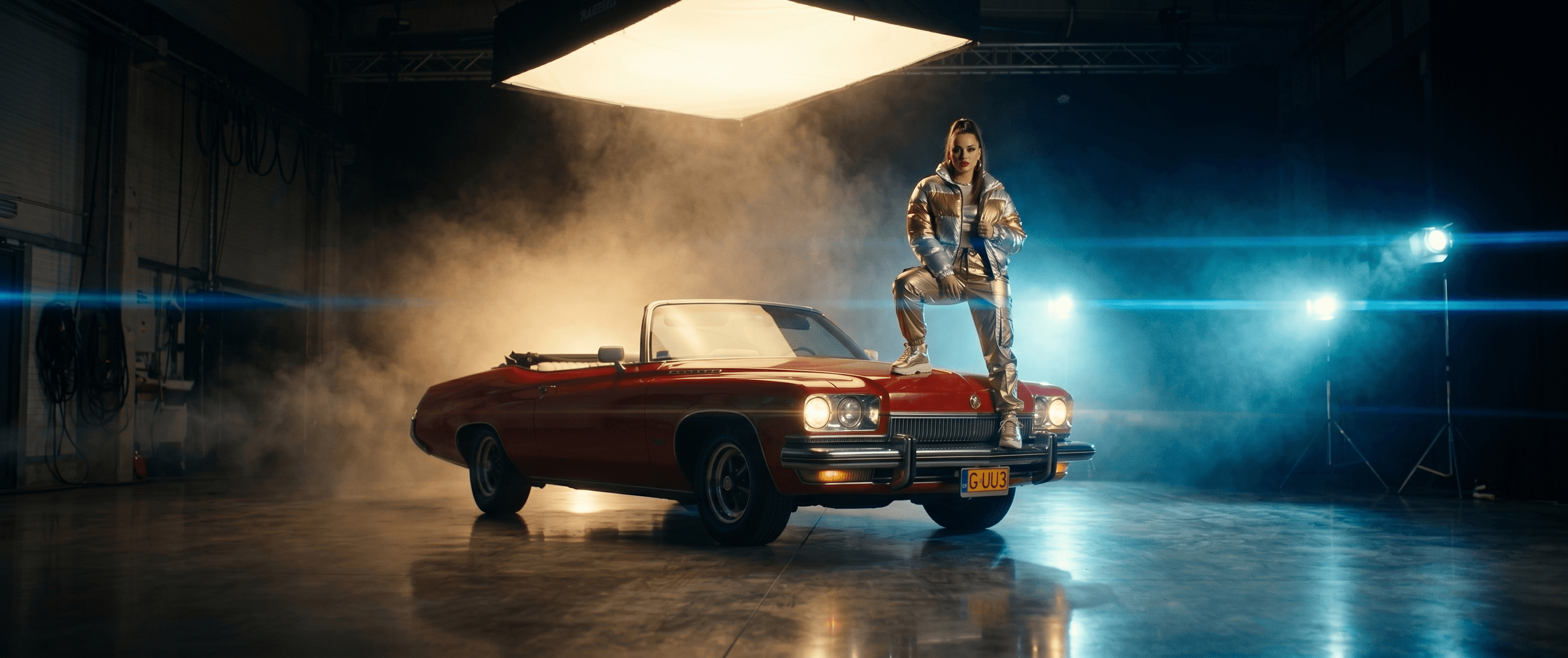 Buick na planie teledysku z dramatycznym oświetleniem